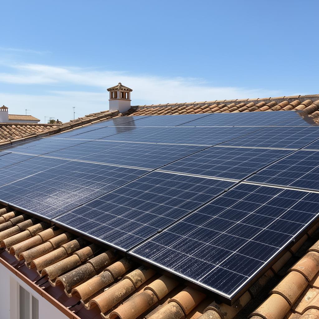 Rooftop solar panels after